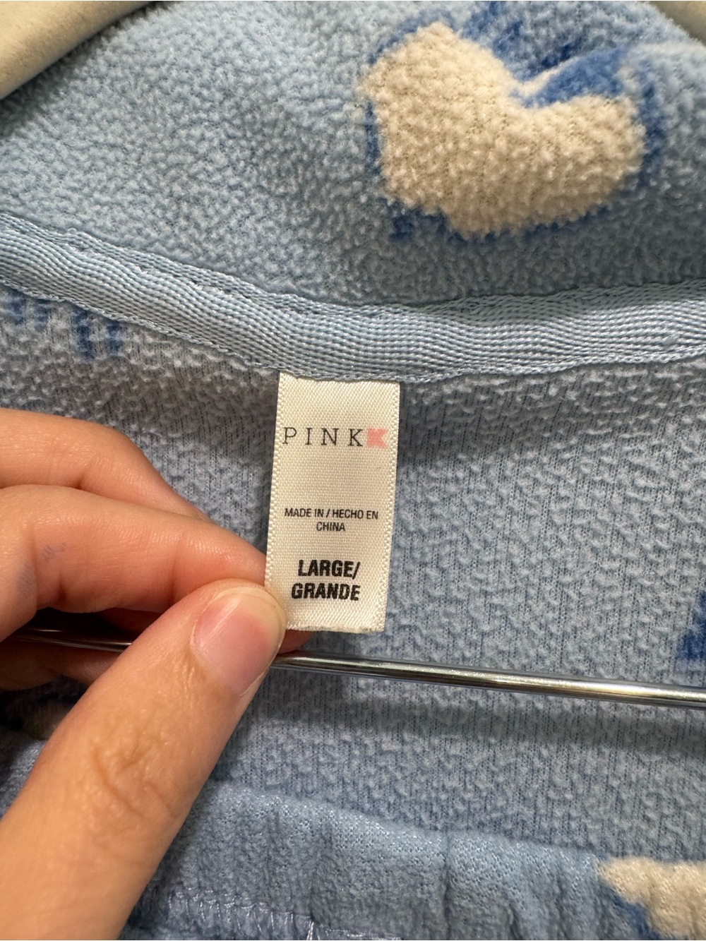 Y2K PINK Victoria’s Secret Blue Sheep Fleece Pajama Set Size Large - Picture 3 of 16